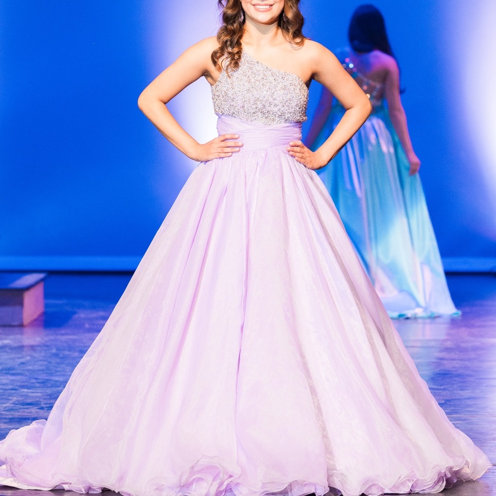 Rachel Allen Elegant Lavender One-Shoulder Stunning Gown for #pageant #ballgown